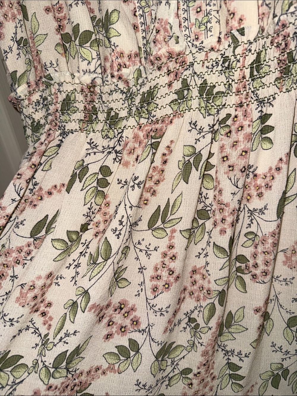 Max Studio Floral Tiered Maxi Dress in Cream and Pink - Picture 5 of 6